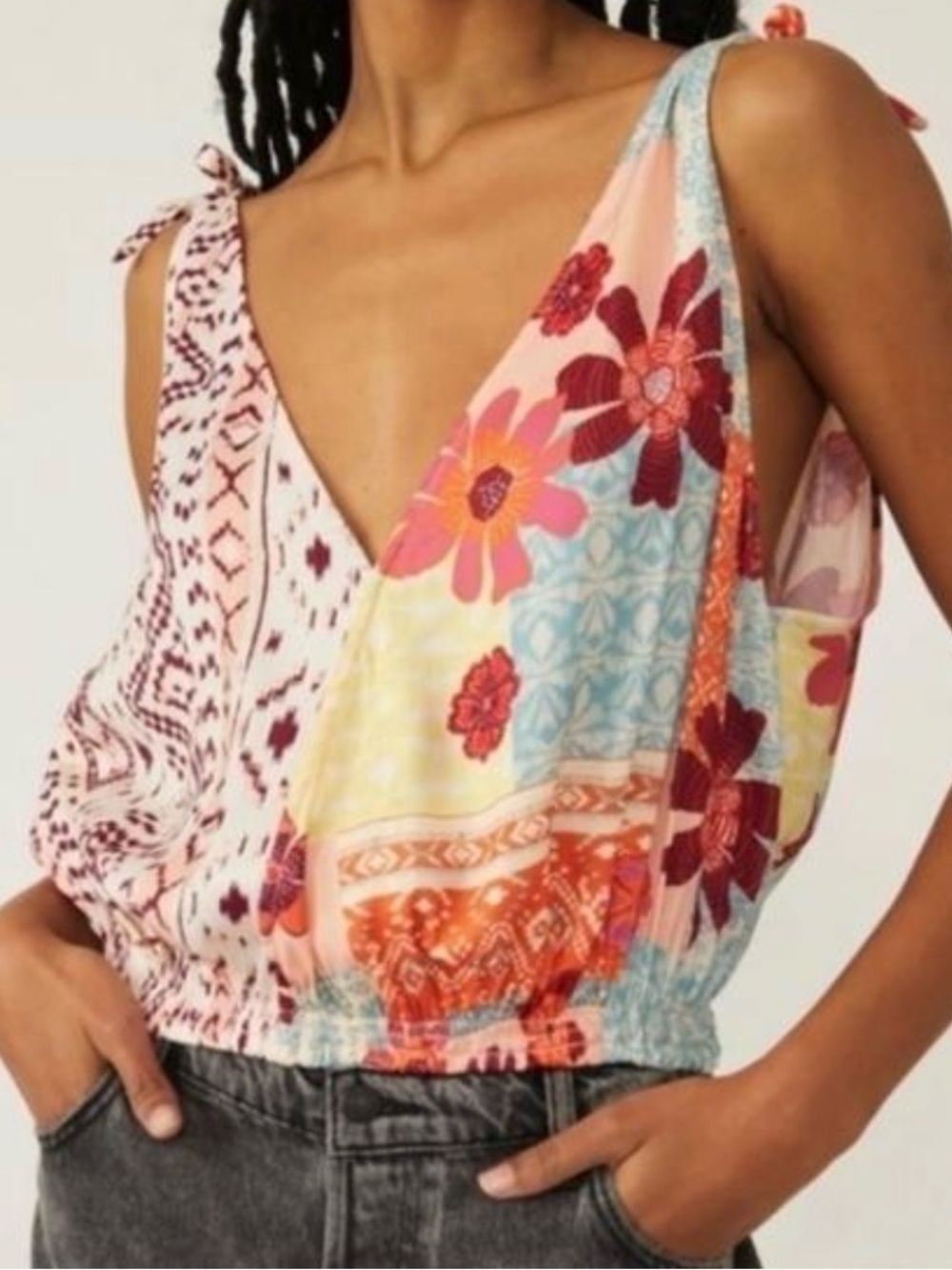 NWT Free People Tied To You Tank Tropical Combo Boho Top| Large